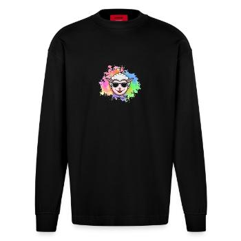 Shepherd Sheep - Heavyweight Oversized Organic Longsleeve Shirt Made in EU - SOLID BLACK - Front