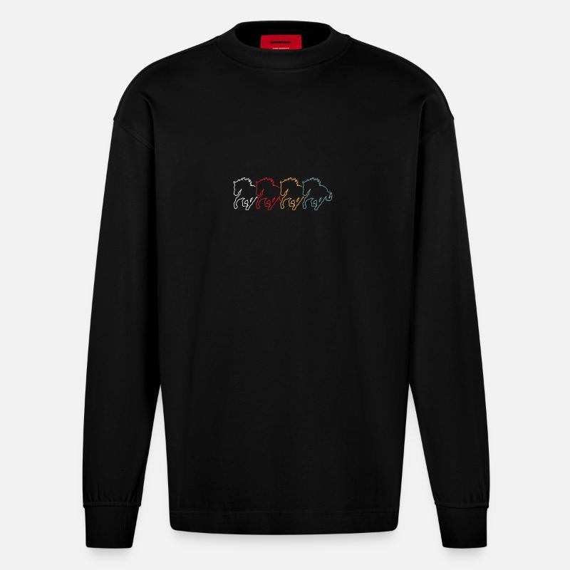 Reiten Pferd - Heavyweight Oversized Organic Langarmshirt Made in EU - SOLID BLACK
