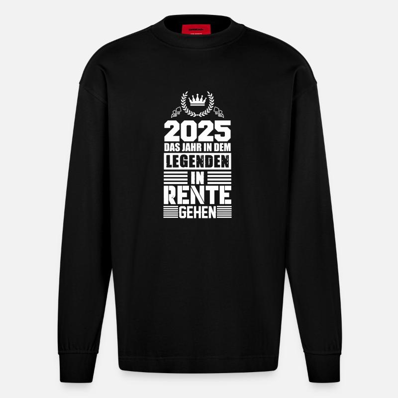 rente 2025 legenden - Heavyweight Oversized Organic Langarmshirt Made in EU - SOLID BLACK
