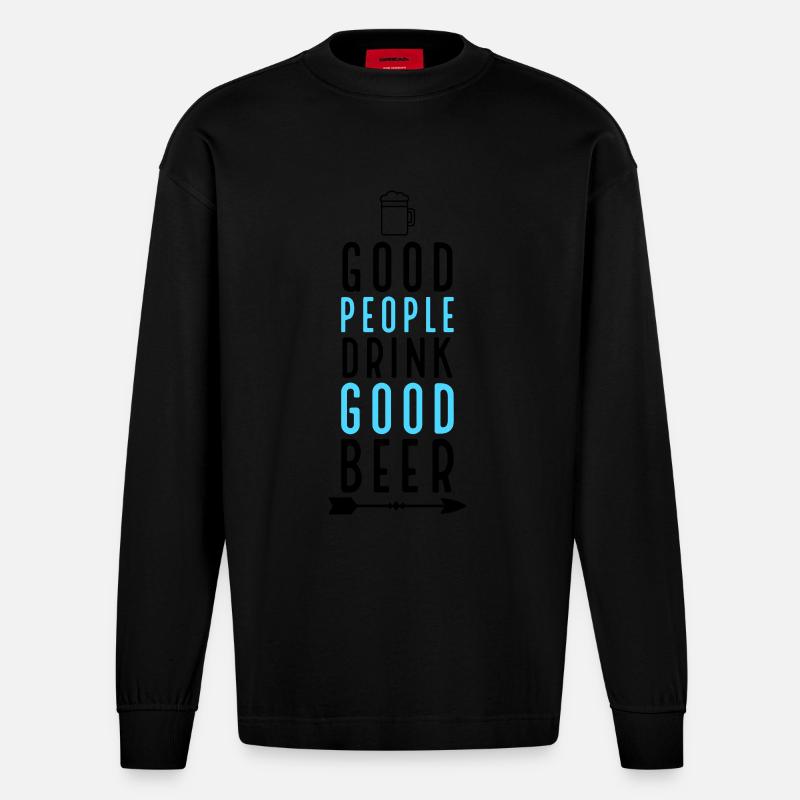 Bier - Heavyweight Oversized Organic Langarmshirt Made in EU - SOLID BLACK