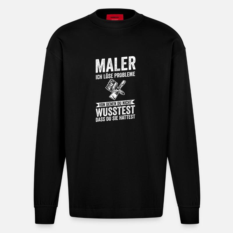 Master Painter Journeyman Painter - Heavyweight Oversized Organic Longsleeve Shirt Made in EU - SOLID BLACK