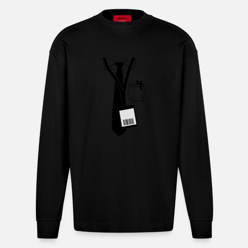 code pass - Heavyweight Oversized Organic Langarmshirt Made in EU - SOLID BLACK