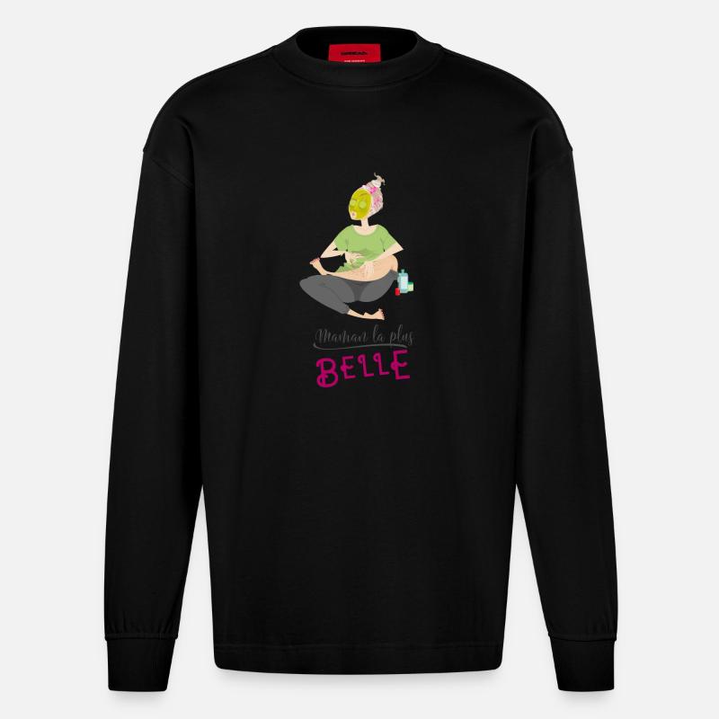 Die schönste Mutter - Heavyweight Oversized Organic Langarmshirt Made in EU - SOLID BLACK