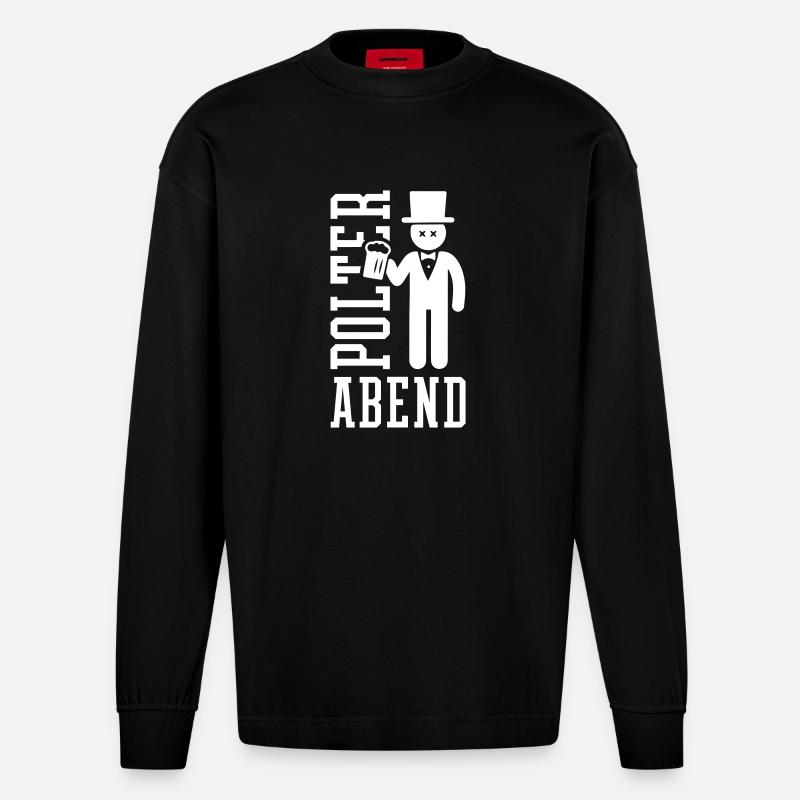 Polterabend Bräutigam - Heavyweight Oversized Organic Langarmshirt Made in EU - SOLID BLACK