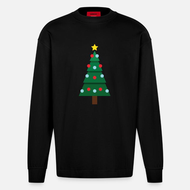Christmas Tree - Heavyweight Oversized Organic Langarmshirt Made in EU - SOLID BLACK