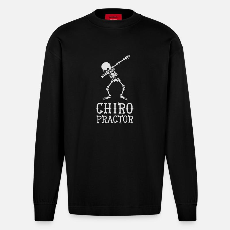 Dab dabbing skeleton chiropractor - Manches longues bio épais oversize fabriqué en UE - SOLID BLACK