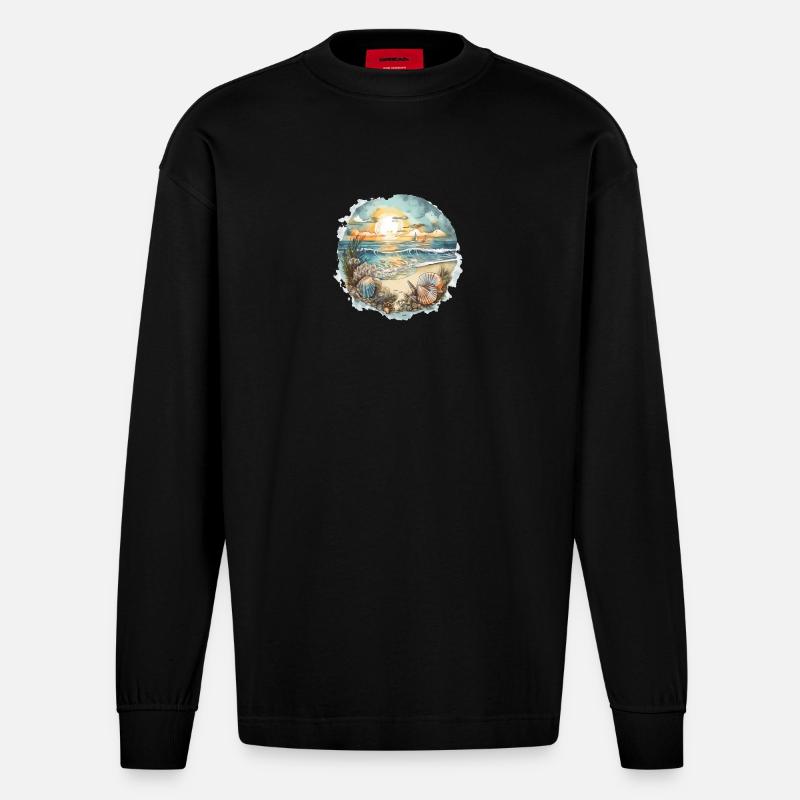Rêve de plage - Manches longues bio épais oversize fabriqué en UE - SOLID BLACK