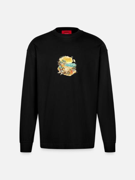Beach Dream - Heavyweight Oversized Organic Longsleeve Shirt Made in EU - SOLID BLACK
