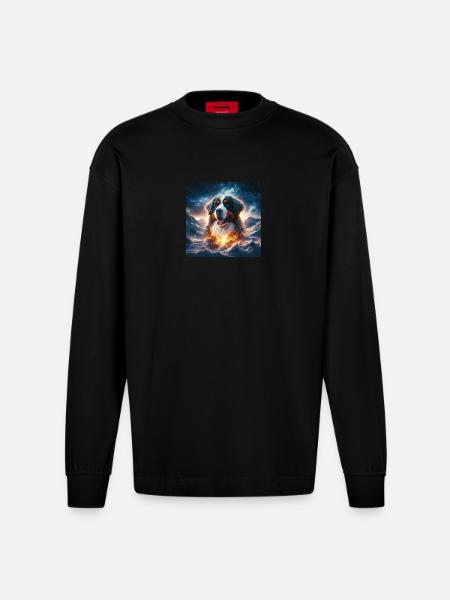 Bouvier bernois - Manches longues bio épais oversize fabriqué en UE - SOLID BLACK
