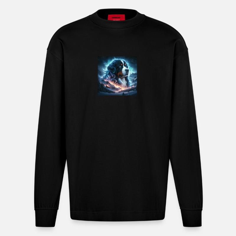 Berner Sennenhund - Heavyweight Oversized Organic Langarmshirt Made in EU - SOLID BLACK
