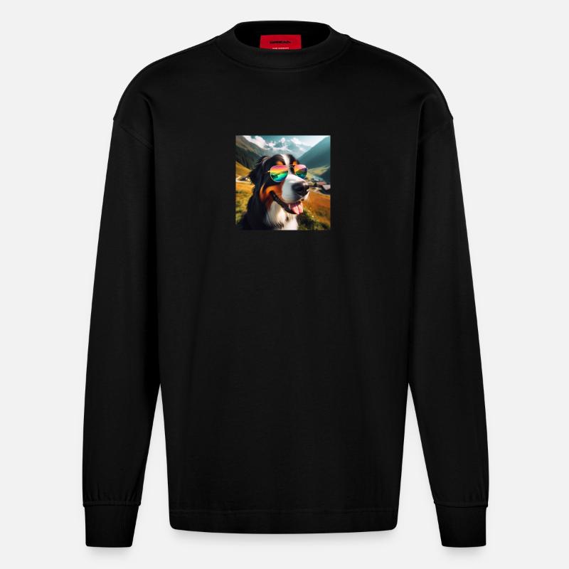 Berner Sennenhund - Heavyweight Oversized Organic Langarmshirt Made in EU - SOLID BLACK