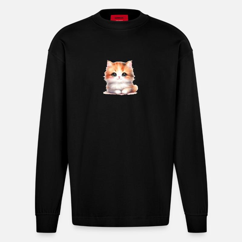 Chat mignon - Manches longues bio épais oversize fabriqué en UE - SOLID BLACK