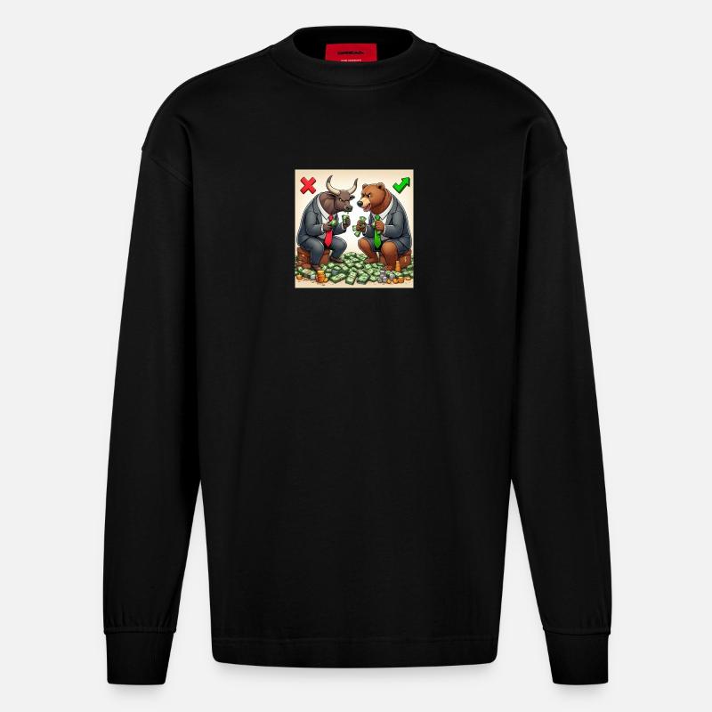 Bull and Bear - Heavyweight Oversized Organic Langarmshirt Made in EU - SOLID BLACK