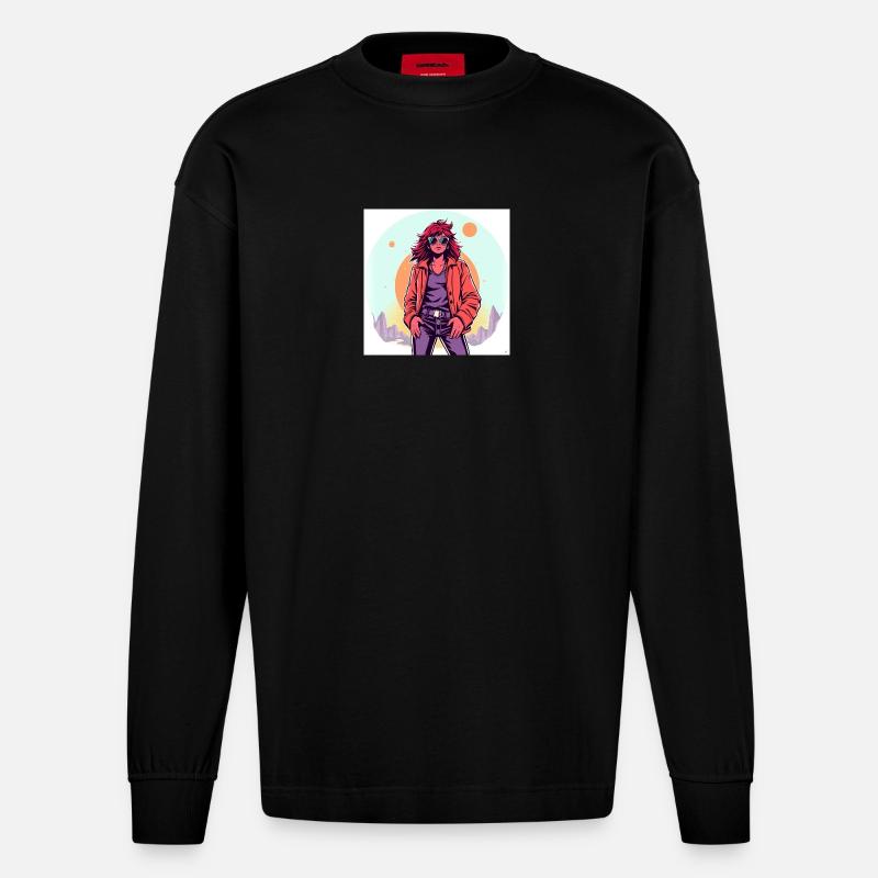 Style des années 90 - Manches longues bio épais oversize fabriqué en UE - SOLID BLACK