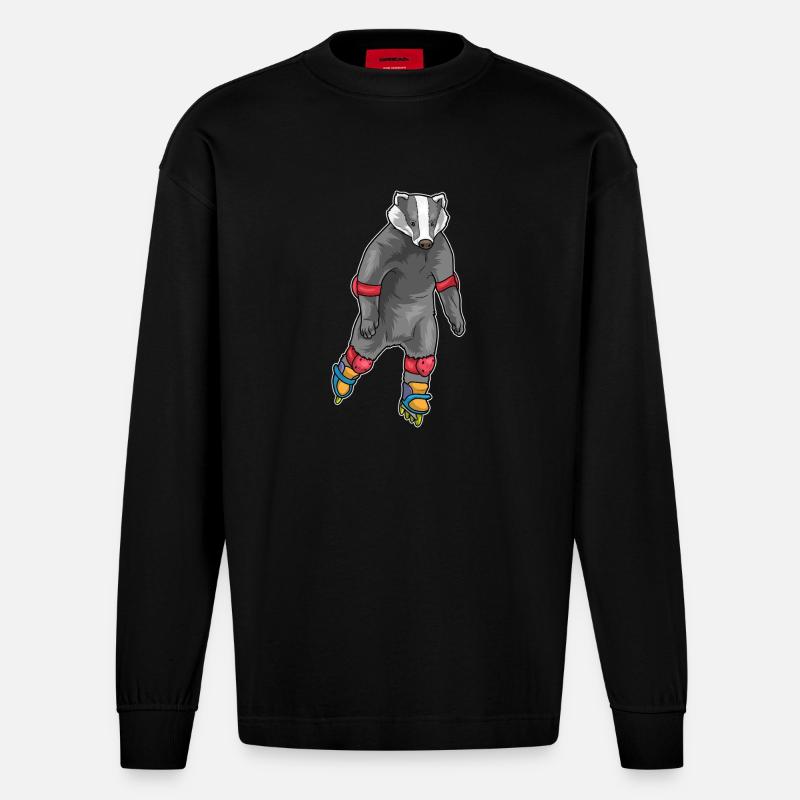 Dachs Inline skating Inline skates - Heavyweight Oversized Organic Langarmshirt Made in EU - SOLID BLACK