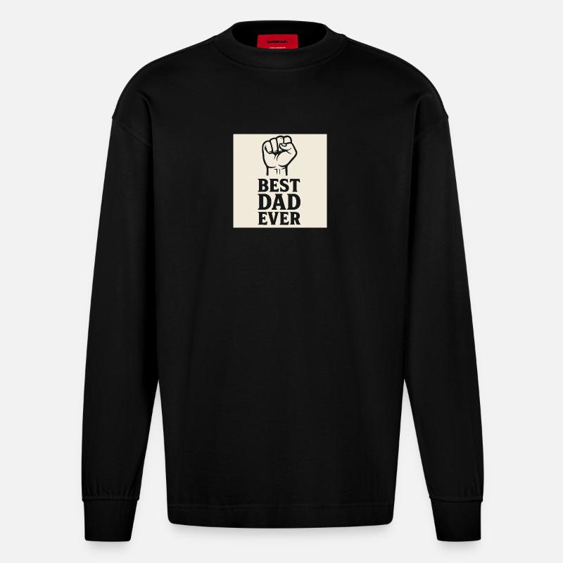 Best Dad Ever - Heavyweight Oversized Organic Langarmshirt Made in EU - SOLID BLACK