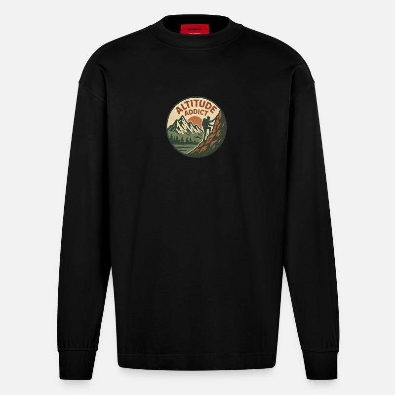 Altitude Addict - Heavyweight Oversized Organic Langarmshirt Made in EU - SOLID BLACK