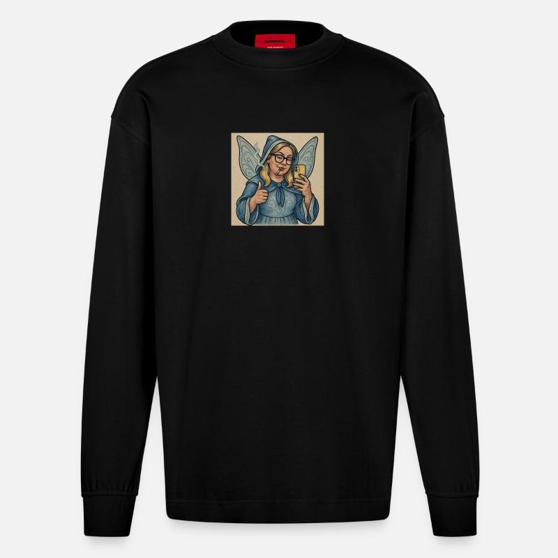 Pato die Fee - Heavyweight Oversized Organic Langarmshirt Made in EU - SOLID BLACK