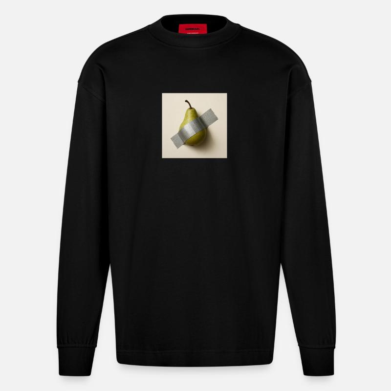 Abstrakte Birne Metaphorisches Kunstwerk - Heavyweight Oversized Organic Langarmshirt Made in EU - SOLID BLACK