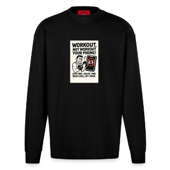 Snap Less Lift More  - Manches longues bio épais oversize fabriqué en UE - SOLID BLACK - Devant