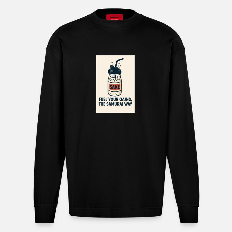 Saké et Gains Style Samurai - Manches longues bio épais oversize fabriqué en UE - SOLID BLACK