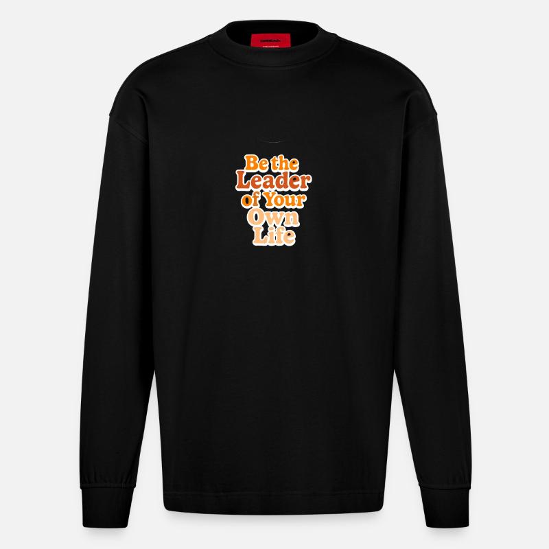 Inspirational leadership text design - Heavyweight Oversized Organic Longsleeve Shirt Made in EU - SOLID BLACK