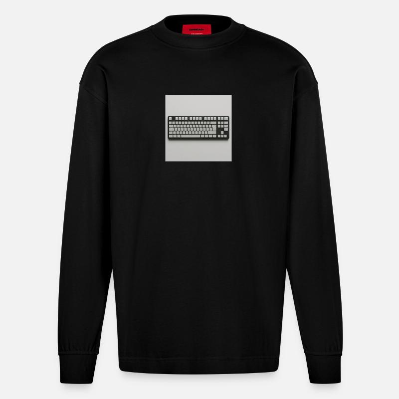 Minimalist Tastatur - Heavyweight Oversized Organic Langarmshirt Made in EU - SOLID BLACK