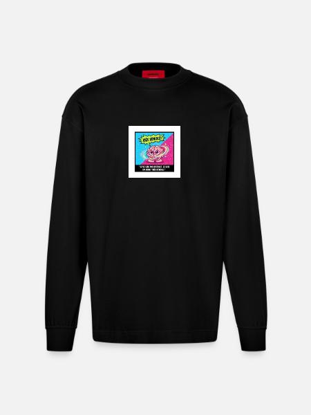 Geniale Idee Brain Pop - Heavyweight Oversized Organic Langarmshirt Made in EU - SOLID BLACK