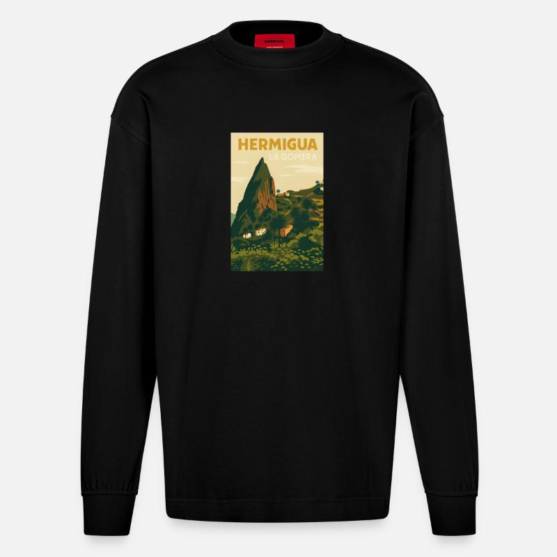 Hermigua - Heavyweight Oversized Organic Langarmshirt Made in EU - SOLID BLACK