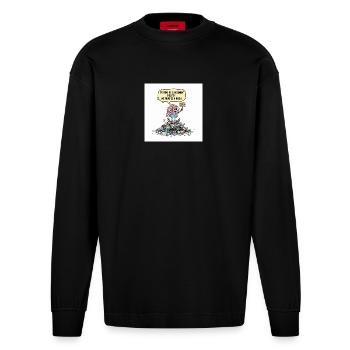 Kreatives Chaos-Gehirn - Heavyweight Oversized Organic Langarmshirt Made in EU - SOLID BLACK - Vorne