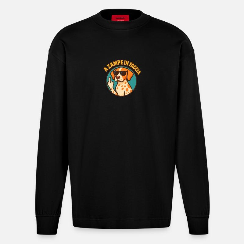 Avec les pattes dans le visage - Manches longues bio épais oversize fabriqué en UE - SOLID BLACK