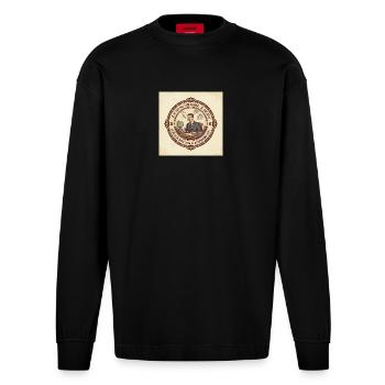 Vintage Büro Sarkasmus - Heavyweight Oversized Organic Langarmshirt Made in EU - SOLID BLACK - Vorne