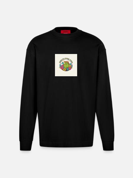 Garden of Lost Hopes - Heavyweight Oversized Organic Longsleeve Shirt Made in EU - SOLID BLACK