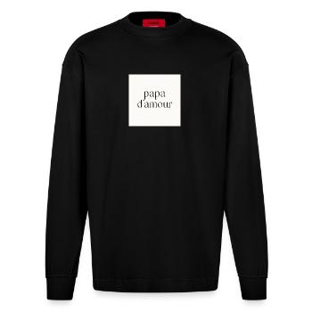 Daddy of love - Heavyweight Oversized Organic Longsleeve Shirt Made in EU - SOLID BLACK - Front