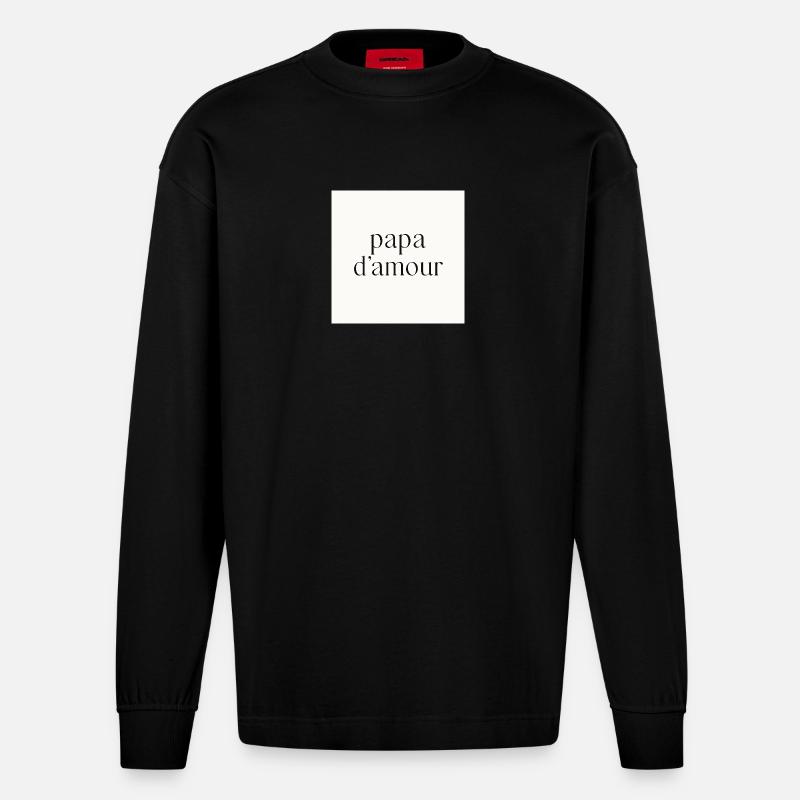 Papa der Liebe - Heavyweight Oversized Organic Langarmshirt Made in EU - SOLID BLACK