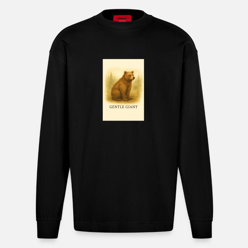 Ours géant mou - Manches longues bio épais oversize fabriqué en UE - SOLID BLACK