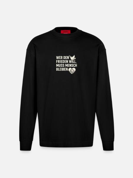 Peace & Humanity - Heavyweight Oversized Organic Longsleeve Shirt Made in EU - SOLID BLACK