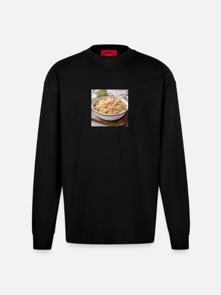 Creamy cabbage and tomato salad - Heavyweight Oversized Organic Longsleeve Shirt Made in EU - SOLID BLACK