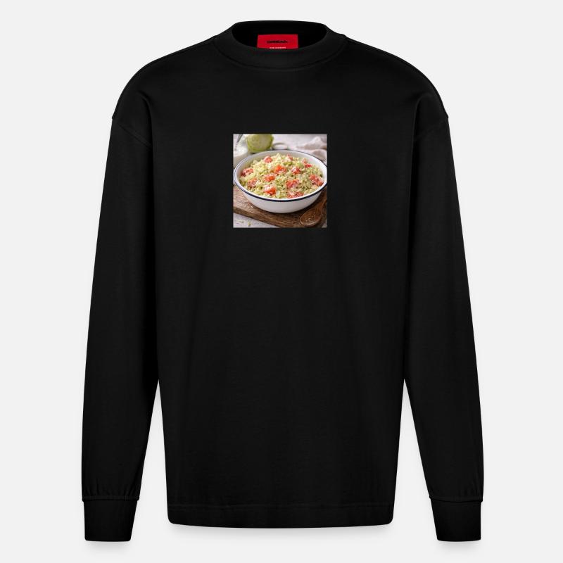 Salade crémeuse de chou et tomate - Manches longues bio épais oversize fabriqué en UE - SOLID BLACK
