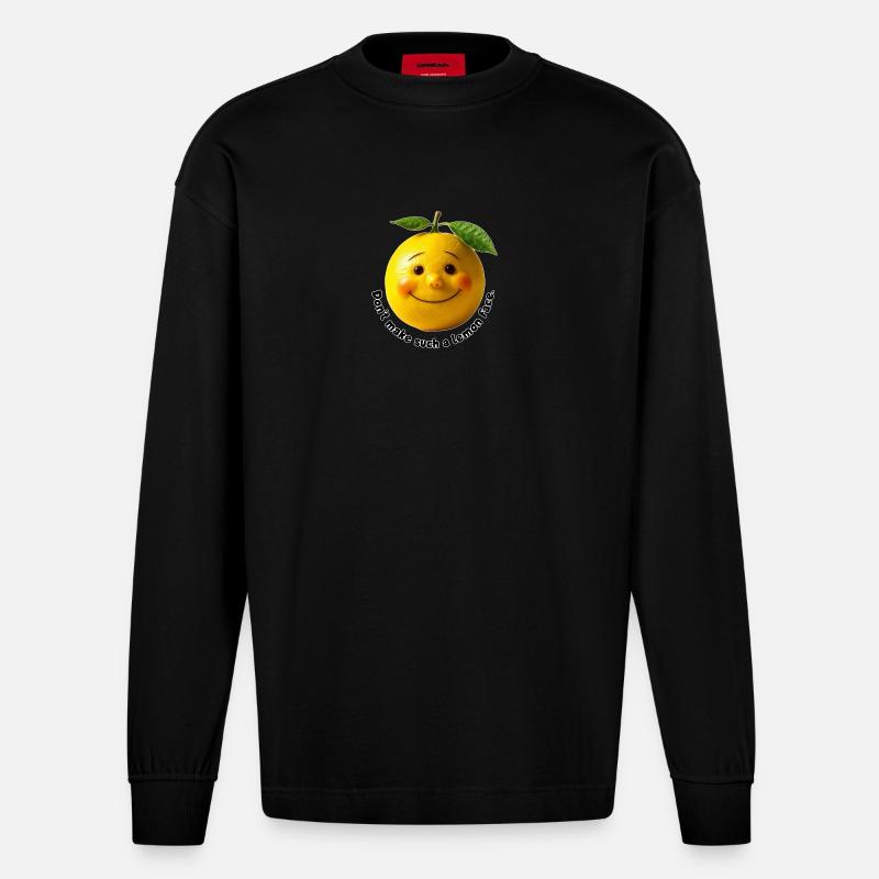 Zitrone mit süßem Lächeln - Heavyweight Oversized Organic Langarmshirt Made in EU - SOLID BLACK