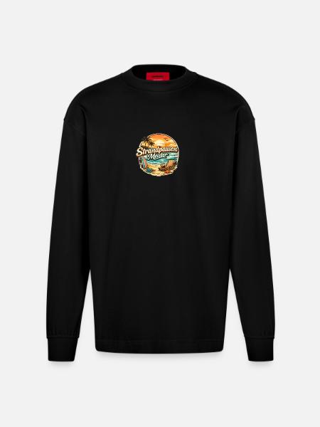 Beach Breaks Master Rétro - Manches longues bio épais oversize fabriqué en UE - SOLID BLACK