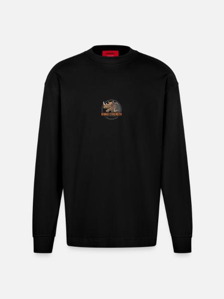Rhino Strength-No Excuses Gym - Heavyweight Oversized Organic Longsleeve Shirt Made in EU - SOLID BLACK