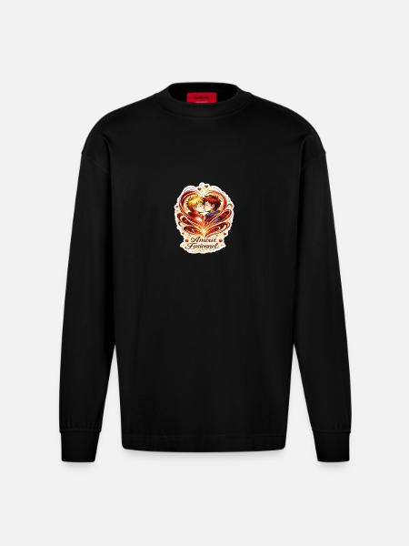Fusional Love: Duo Entwined - Heavyweight Oversized Organic Longsleeve Shirt Made in EU - SOLID BLACK
