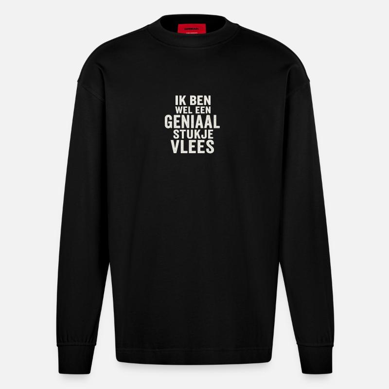 Genialer Fleisch-Tippfehler - Heavyweight Oversized Organic Langarmshirt Made in EU - SOLID BLACK