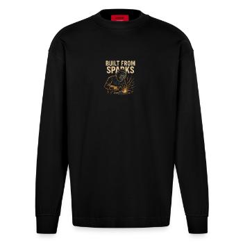 Built From Sparks Schweißer Handwerk - Heavyweight Oversized Organic Langarmshirt Made in EU - SOLID BLACK - Vorne