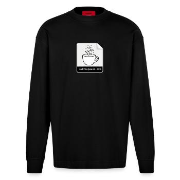 Kaffeepause.exe - IT Programmieren Informatik Code - Heavyweight Oversized Organic Langarmshirt Made in EU - SOLID BLACK - Vorne
