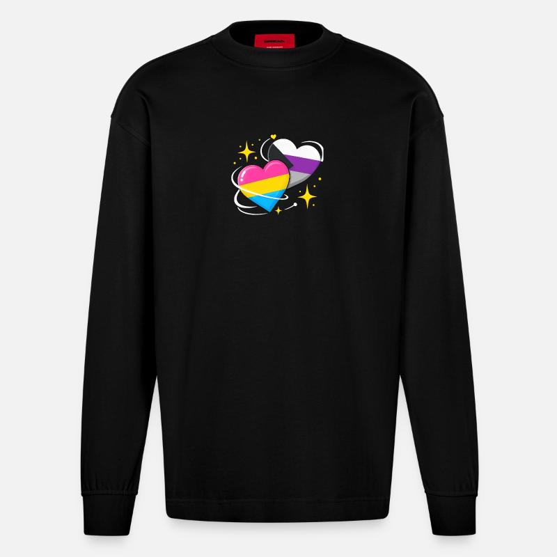 Panromantischer Demisexueller - Heavyweight Oversized Organic Langarmshirt Made in EU - SOLID BLACK