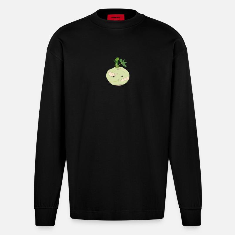 Mr. Kohlrabi - Heavyweight Oversized Organic Langarmshirt Made in EU - SOLID BLACK
