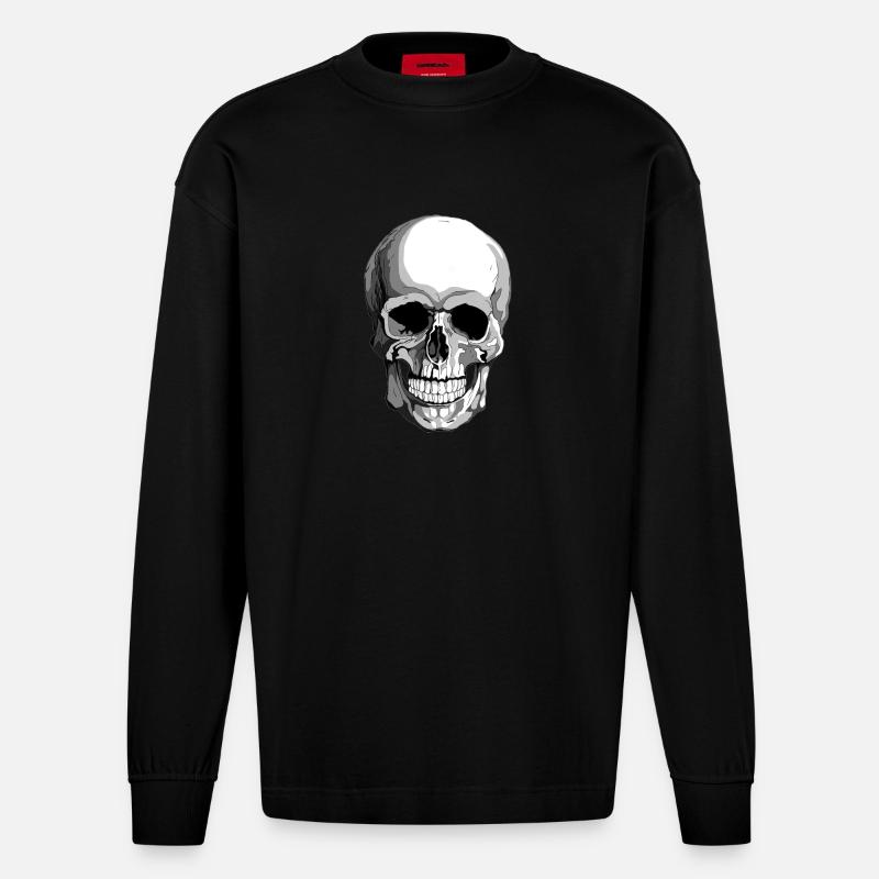Schädel - Heavyweight Oversized Organic Langarmshirt Made in EU - SOLID BLACK
