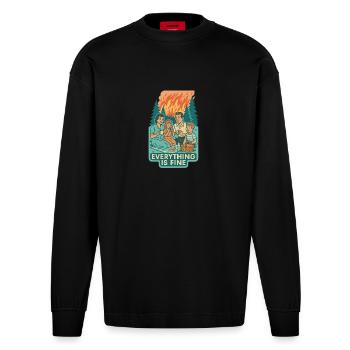 Climate Crisis & Ignorance - Heavyweight Oversized Organic Longsleeve Shirt Made in EU - SOLID BLACK - Front
